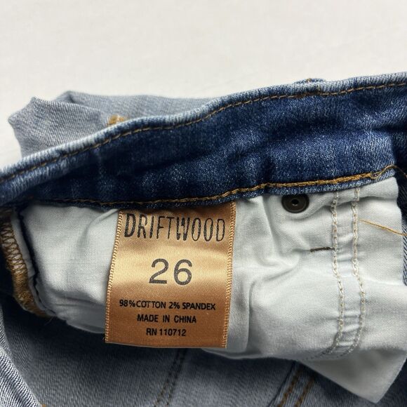 Driftwood Embroidered Denim Shorts Rolled Cuff Boho Festival Jean Shorts Size 26 - Picture 8 of 10